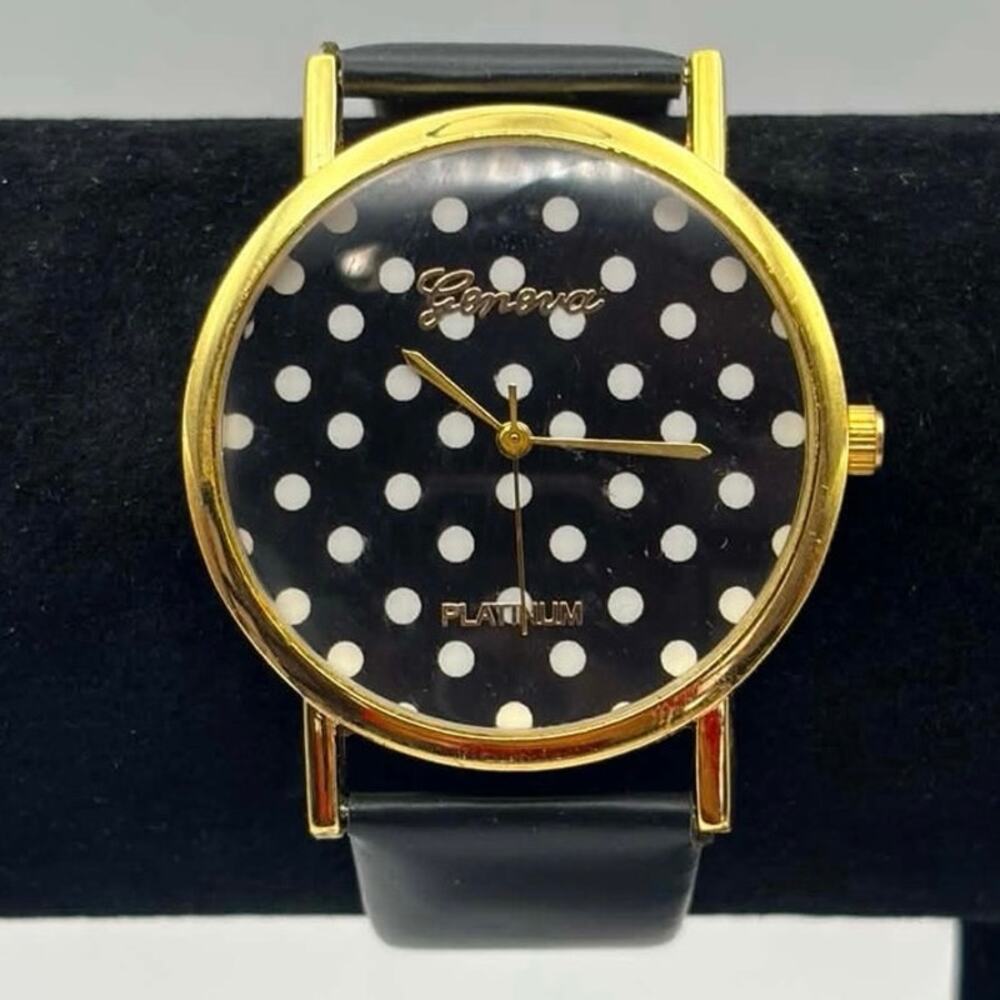 Gold & Black Pokeadot Geneva Men’s Watch